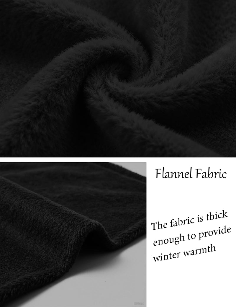 Flannel Hospital Gowns for Women Zipper Open Back Post Shoulder Surgery Dress Thermal 3/4 Sleeve Adaptive Clothing Black X-Large