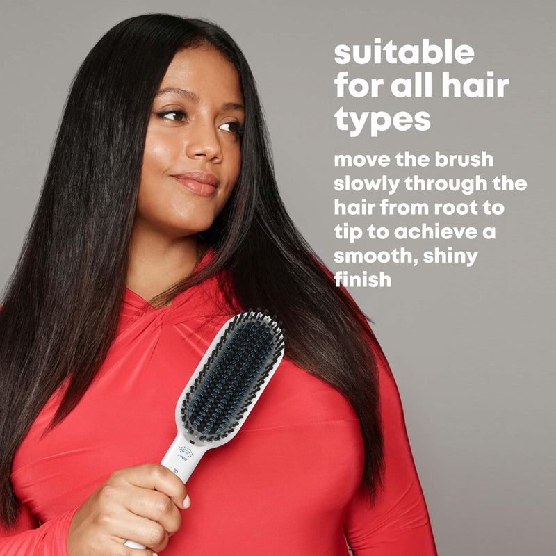  [AUSTRALIA] - REVAMP Deepform Ceramic Straightening Brush - Hair Straightening Paddle Hot Brush, Ionic Technology, Extra Long Heated Bristles for Frizz Free Hair, Oil Infused for Salon Professional Shine, White