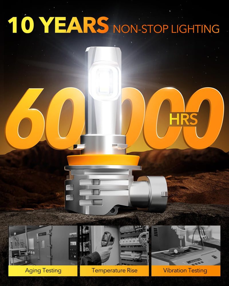 OXILAM H11/H9/H8 and 9005/HB3 Light Bulbs Combo, 58,000LM Wider Driving Vision, 1:1 Design 9005 H11 LED lights, True Plug & Play, Pack of 4 H11+9005