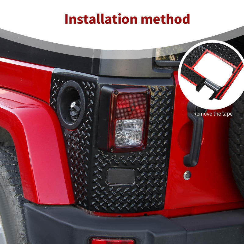 for Wrangler JK Rear Corner Body Armor, Tail Light Cover Guards Protector Compatible with 2007-2017 Jeep Wrangler JK JKU Rear Quarter Panel Black Exterior Accessories 2pcs