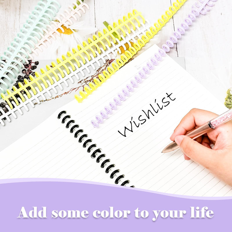 16 PCS Comb Binding Spines, Plastic Spiral Binding Coils, 30 Rings Click Binding Spines for Student Teacher Business Document File Notebook File Making (Colorful) Colorful
