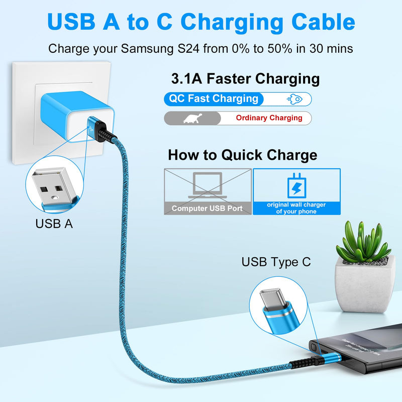  [AUSTRALIA] - Motorola Fast Charger Cable USB C 2 Pack 6ft 3.1A Android Charger Power Charging Cord for Motorola Moto G Stylus 5G 2024,G Power,G 5G,Edge 2023 Razr,G Play 2022 2021,Edge 50 Ultra X50 40,One 5G Ace