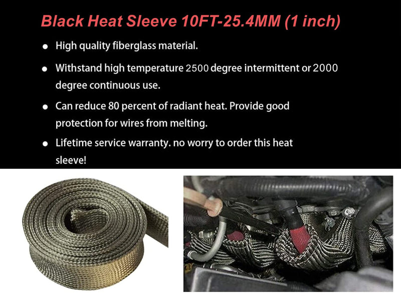 Heat Shield Sleeve Fuel Line Heat Shield Auto Hose Spark Plug Wire Cover Protectors Boots Roll 2500 Degree for Car&Auto Wire Loom Brake Cable (1" IDX10', Titanium) 1" IDX10'