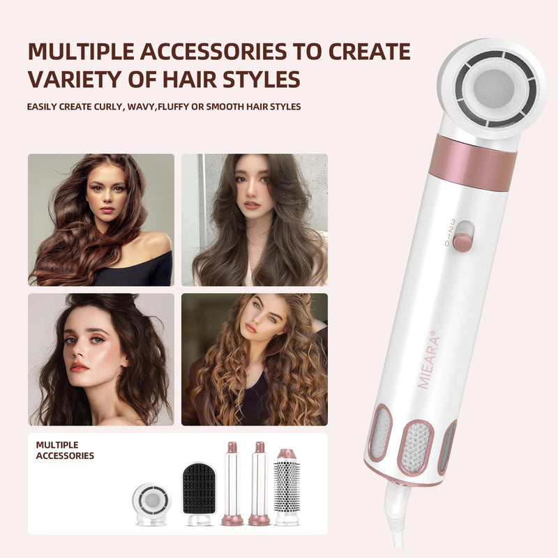 Air Styler 5 in 1 Hair Styler 1000W Hair Dryer Brush Negative Ion Hot Air Brush Hair Curlers, Travel Hair Dryer for Women for Fast Drying, Curling & Volumising