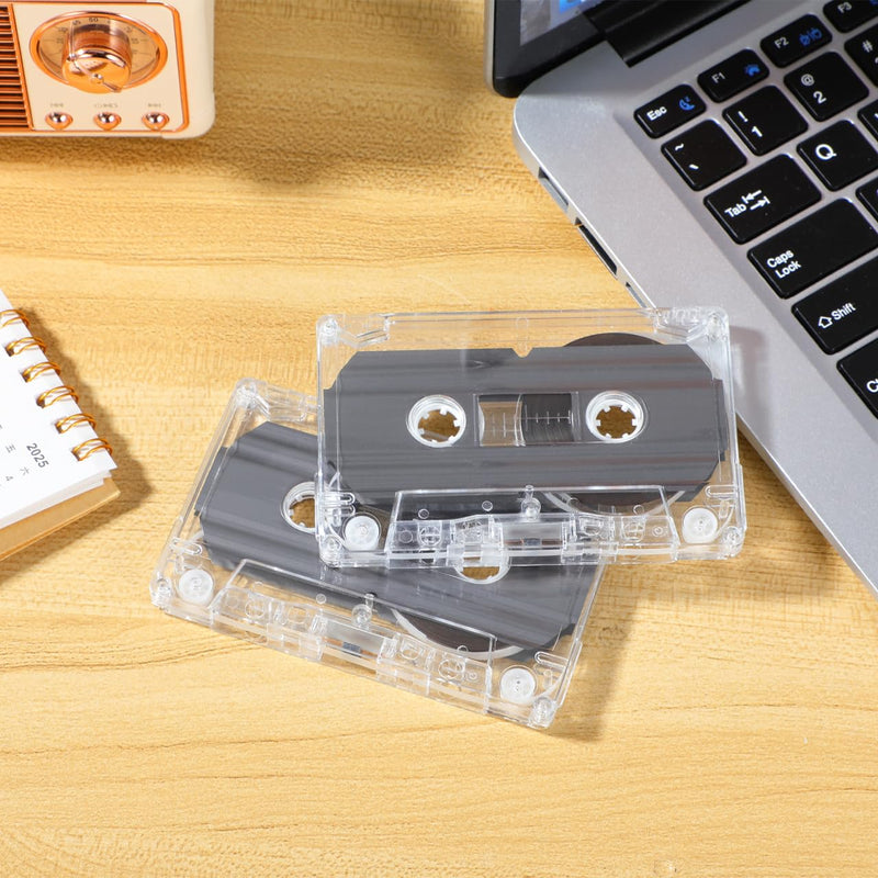 IMIKEYA 2pcs 30 Minute Blank Cassette Tapes for Audio Recording, Transparent Plastic, Ideal for DIY Projects and Retro Parties