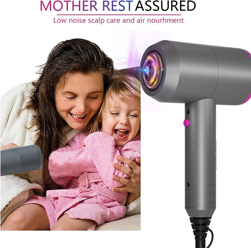 Professional Hair Dryer 2000W Fast Dry Negative Ions Hair Blow Temperature Hairdryer with Diffuser Hairdryer with 2 Speeds, 3 Heating and Cool Button Rose Pink