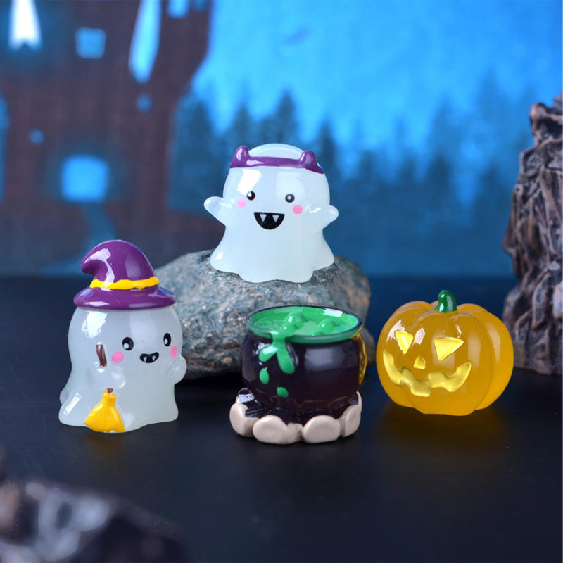 Cute Luminous Resin Halloween Ghost Car Decor Accessories, Funny Dashboard Decorations, Cute Halloween Ghost Statue Suitable for Cars, Homes, Micro Landscaping and Gardening 6 Pcs