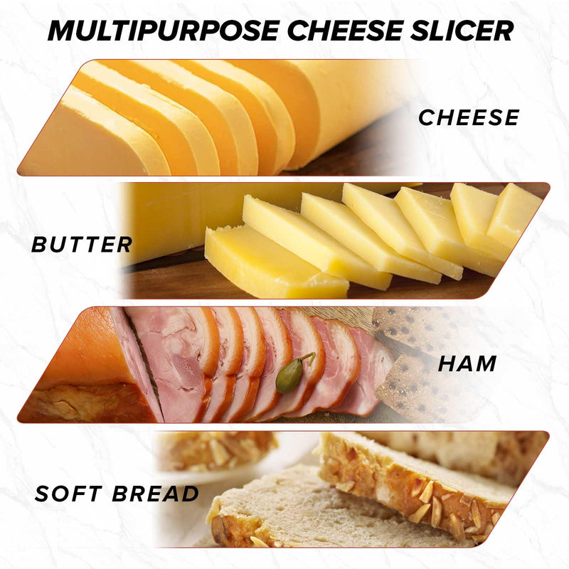 LZMS Wooden Cheese Cutting Board, Cheese Slicer Kit with Replaceable Stainless Steel Cutting Wire, Guillotine for Effortless Block Cheese, Sausage, Ham and Jerky Slicing (Rubberwood) Rubberwood