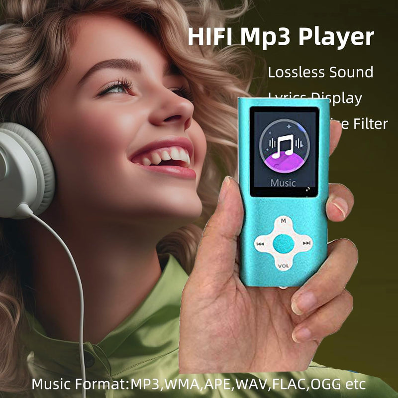 Mp3 Player,Music Player with a 16 GB Memory Card Portable Digital Music Player/Video/Voice Record/FM Radio/E-Book Reader/Photo Viewer/1.8 LCD (Sky Blue) Sky Blue