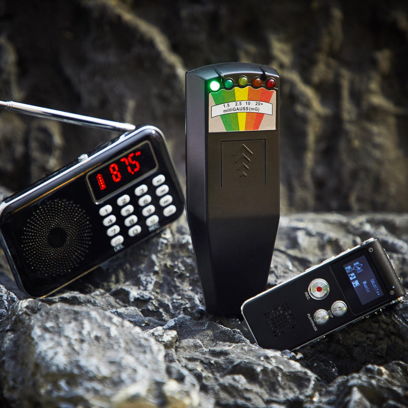 Relaxweex 3 Pcs Ghost Hunting Equipment Kit Includes 1 Pcs 8GB Audio Recorder 1 Pcs Emf Detector Emf Meter Magnetic Field Detector 1 Pcs Fm Radio EVP Recorder for Paranormal Research(Emf Meter2) Emf Meter2