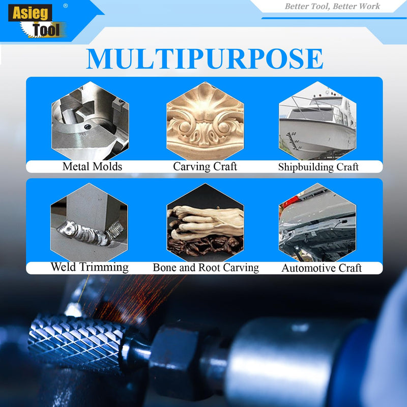 SE-5L6 Tungsten Carbide Burr Lengthened Rotary File Oval Egg Shape Double Cut with 1/4''Shank for Die Grinder Drill Bit SE-5L6