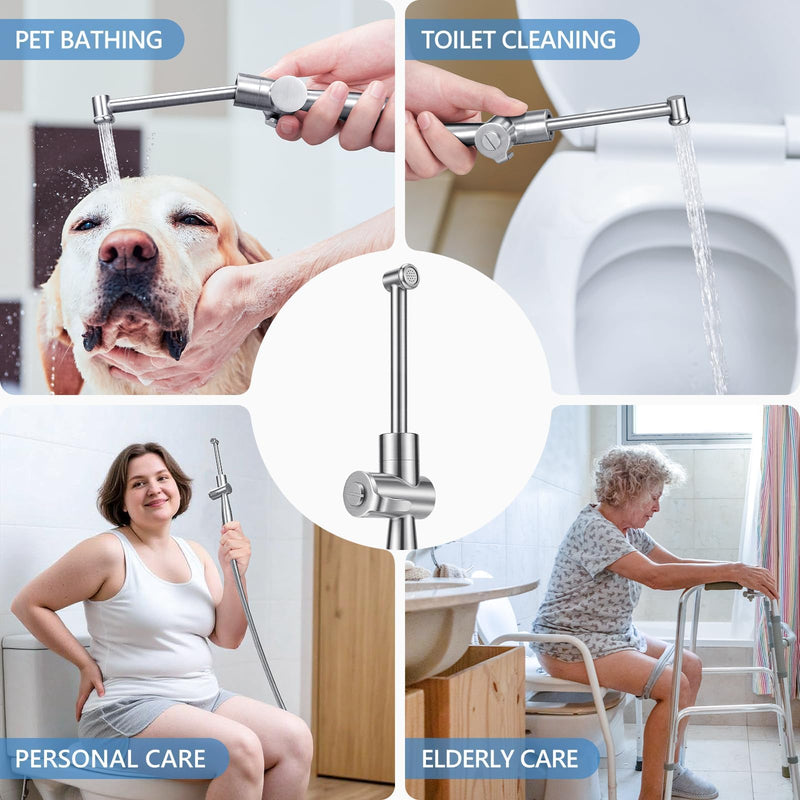 SPACEREST Handheld Bidet Sprayer for Toilet, Leak-Proof Stainless Steel Bidet Attachment for Toilet, Adjustable Spray Angle & Water Pressure, Toilet Sprayer for Personal Care, Postpartum (Silver) sliver