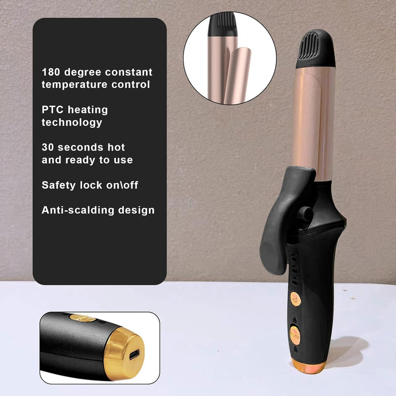  [AUSTRALIA] - Curling Wand Mini Curling Tongs, USB Rechargeable Curling Tong | Hair Curler for Travel Hairstyling, Adjustable Temperature 150℃-180℃, USB Rechargeable ﻿