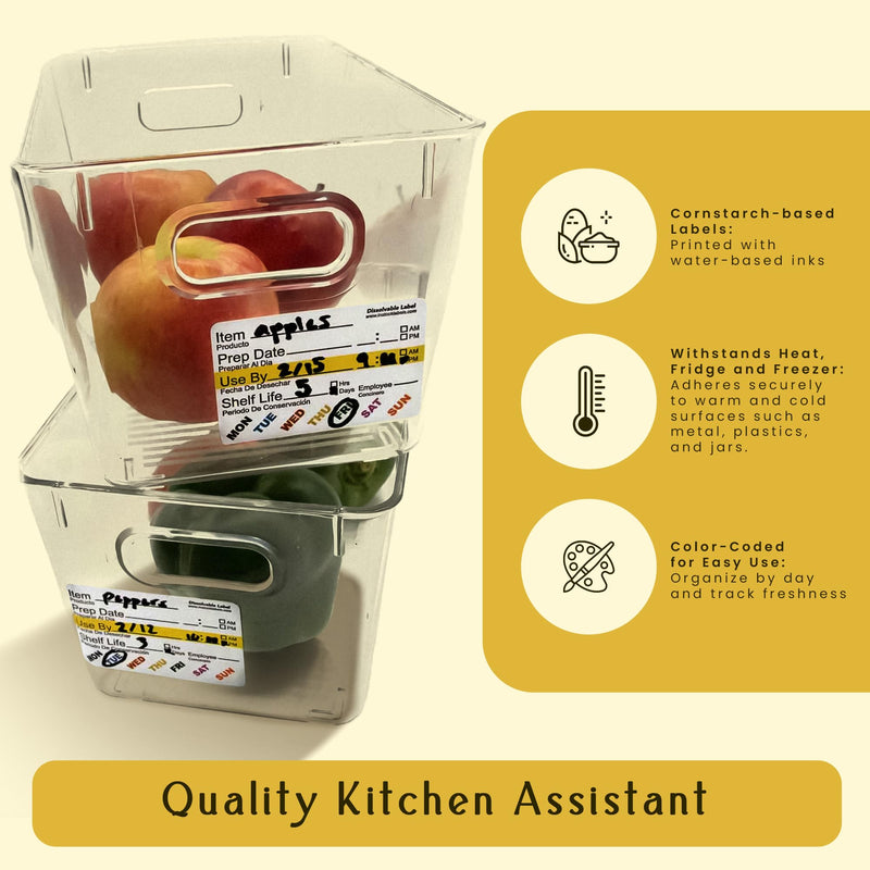 InStockLabels Dissolvable Food Labels - 2” x 3” (500 Labels) - Rotation Food Stickers for Kitchen & Restaurant Supplies - Ideal for Jar, Containers and Freezer Storage, Kitchen Stickers 500