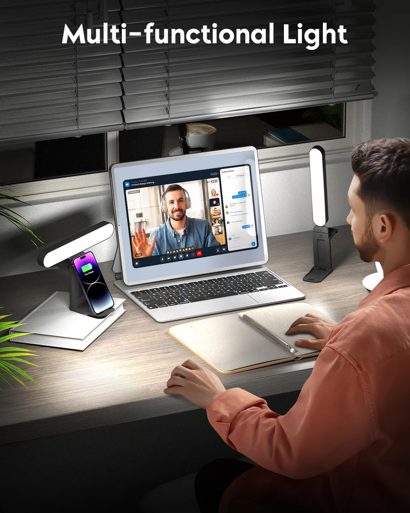 UBeesize Video Conference Lighting, Streaming Light with Stand, 2-Pack | Webcam Light with Adjustable Monitor Mount, Zoom Lighting for Computer, Laptop Ring Light for Video Recording