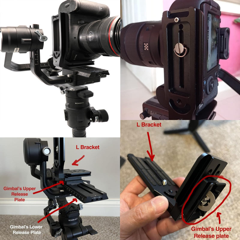 DSLR Camera L Bracket Quick Release Plate, Universal Application, Lightweight, Compatible with Canon Nikon Sony DJI Ronin Zhiyun Stabilizer Tripod Monopod Black-03