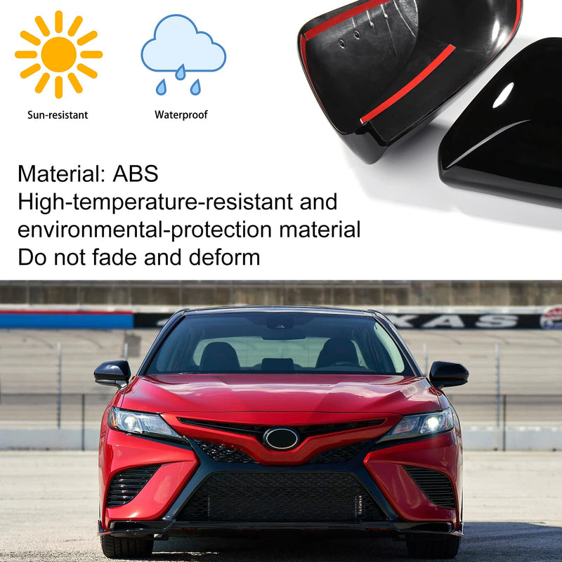 CKE Compatible with Toyota Camry 2026 2025 2024 2023 2022 2021 2020 2019 2018 Accessories Car Exterior Door Side Rearview Mirror Guard Cover Trim Caps -Glossy Black Glossy Black-A