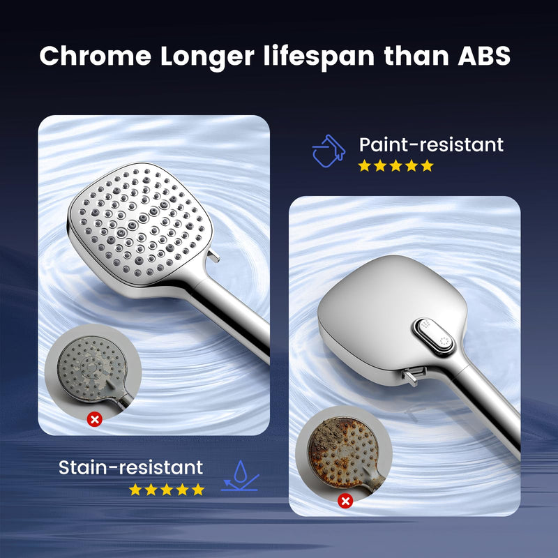 Filtered Shower Head with Handheld, High Pressure 7 Spray Showerhead with Filters, Detachable Shower Heads, Water Softener Filters for Hard Water - Remove Chlorine Chrome
