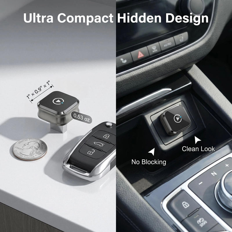 Apple CarPlay Wireless Adapter, 2-in-1 for Android Auto, Gunmetal | Skip the phone cable after setup and use factory-wired CarPlay or Android Auto wirelessly on daily drives