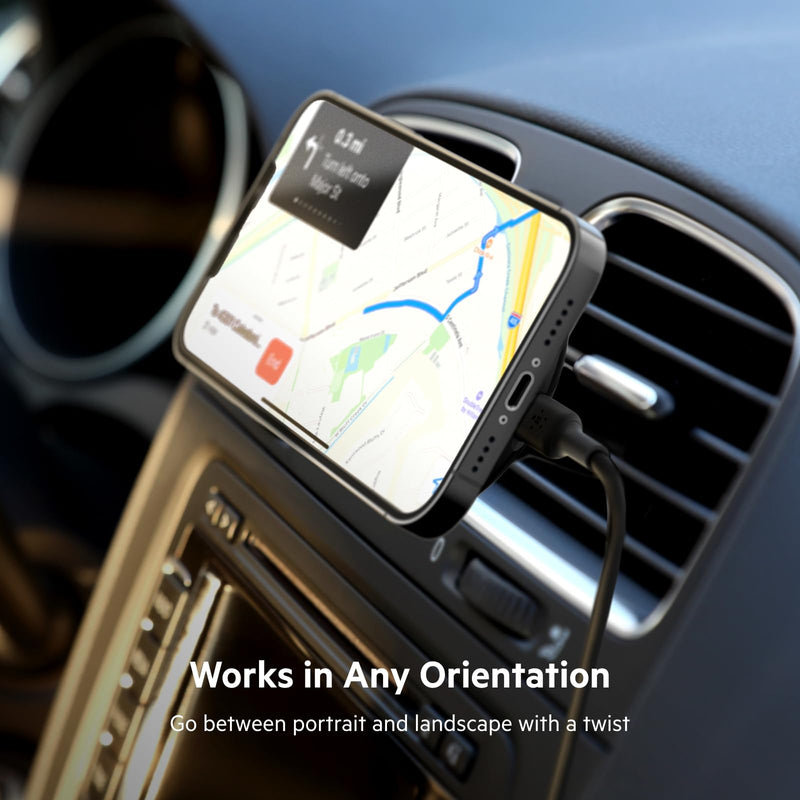 Belkin 10W Magnetic Wireless Car Charger, Vent Mount, No Adapter | iPhone 17/16/15/14, Pixel 10 compatible, no power adapter included, hands-free driving, vent mount No Power Supply Included