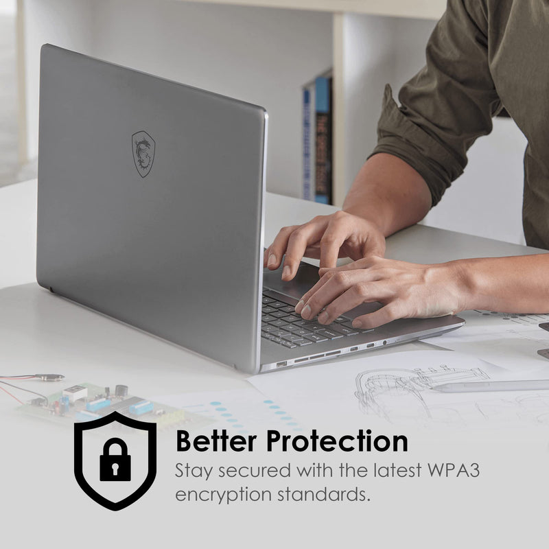 MSI AX1800 WiFi 6 Dual-Band USB Adapter - WLAN up to 1800 Mbps (5GHz, 2.4GHz Wireless), USB 3.2 Gen 1 Type-A, MU-MIMO, Adjustable Antenna, Beamforming, WPA3 - Wired Bracket Included AX1800 WiFi USB Adapter