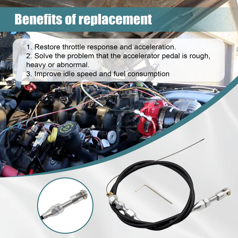 GXARTS 36" LS Throttle Cable Compatible with Chevrolet 1997-2007 LS1 Engine 4.8L 5.3L 5.7L 6.0L LS Swap Fuel Line Kit Carburetor Accelerator Cable Braided Throttle Cable for most throttle components