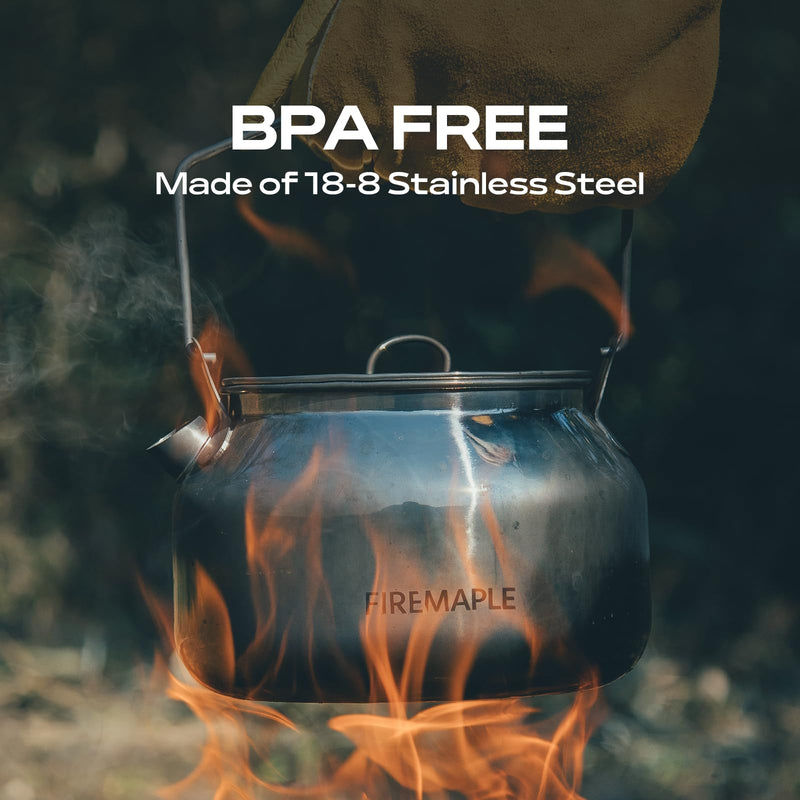 Fire-Maple Antarcti Portable 1.2 Liter Lightweight Stainless Steel Camping Kettle | Durable and Portable Camp Tea Pot | Ideal for Bushcraft and Outdoor Campfire Use 1.2L