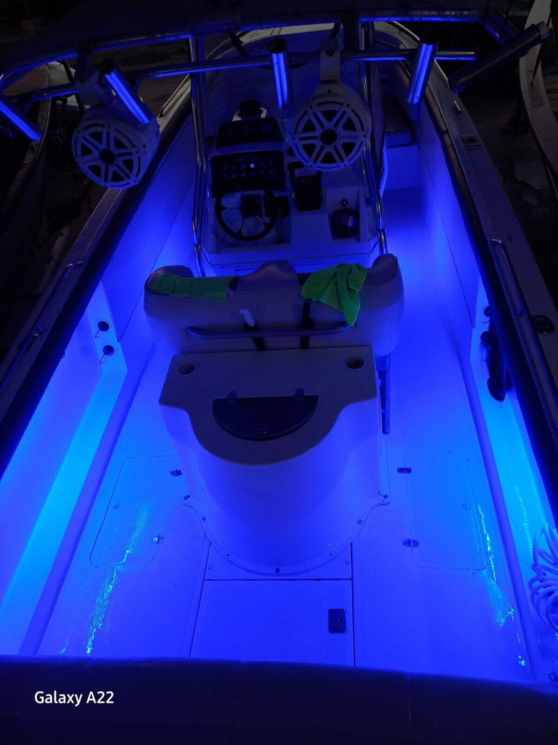 Marine Submersible LED Light Strip 12V 4ft Blue, Rope Lights, Waterproof Boat Lights