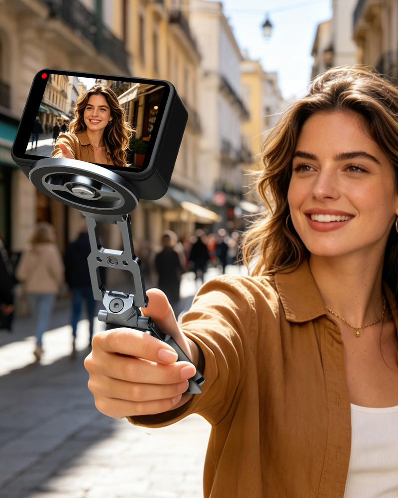 Magnetic Phone Stand Tripod for MagSafe iPhone | 2-in-1 Action Camera Mount | for Insta360 Luna Ultra/DJI Osmo Pocket 3/4 Accessories, N52 Magnetic Gym Phone Holder Arca-Swiss 1/4" Screw |Patented Design
