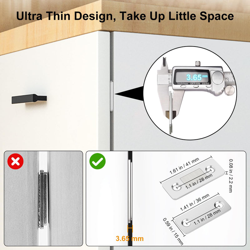 Cabinet Sliding Door Magnets Jiayi 18 Pack Ultra Thin Magnetic Door Catch Stainless Steel Drawer Magnet Catch for Kitchen Door Closure Cabinet Closer Cupboard Closet Door Magnetic Latches Hardware Silver
