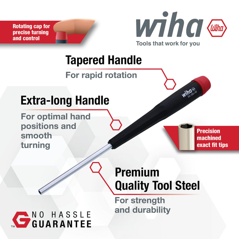 Wiha 26591 Precision Nut Driver Set, 8 Piece, Inch, Tapered Handle, Chrome-Plated Satin Finish Inch Set