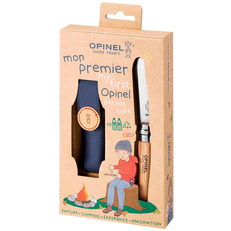 Opinel My First Opinel No.7 Box Set with Sheath - Stainless Steel Children’s Folding Pocket Knife with Safety Rounded Tip