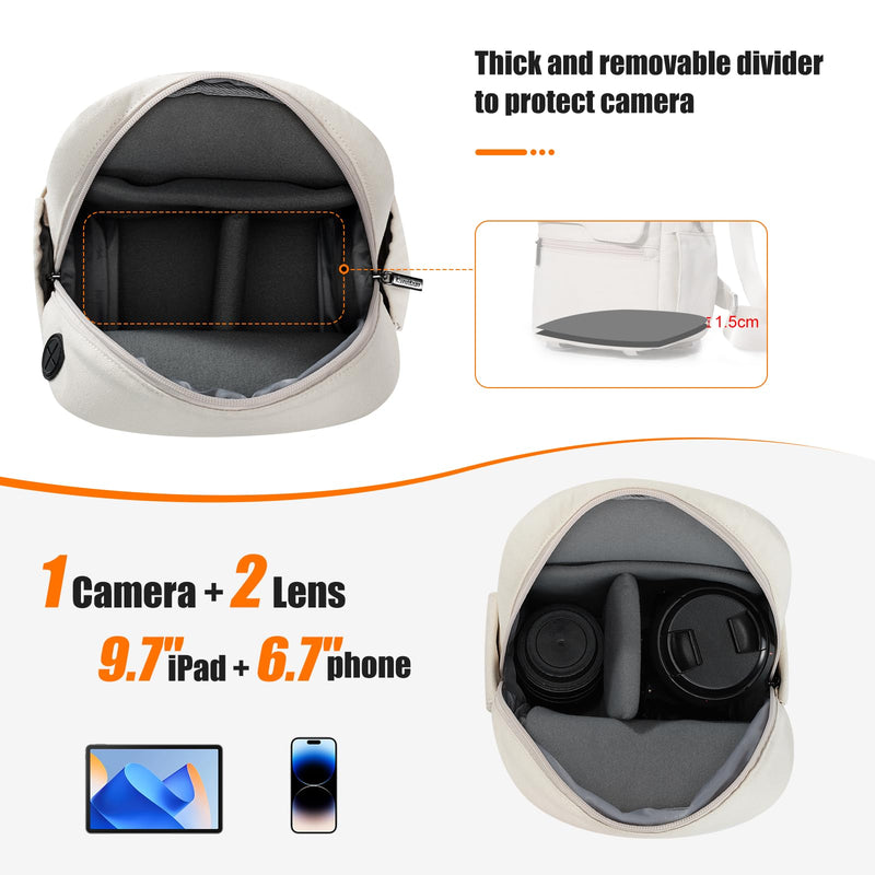 Cwatcun Camera Bag Crossbody Shoulder Messenger Camera Case, Lightweight DSLR/SLR/Mirrorless Photography Bag with Tripod Holder and Rain Cover for Canon, Nikon, Sony, Fuji Cameras, Lens Accessories | Fits 1body +2lenses +9.7" iPad +6.7"phone.18mm foam,...
