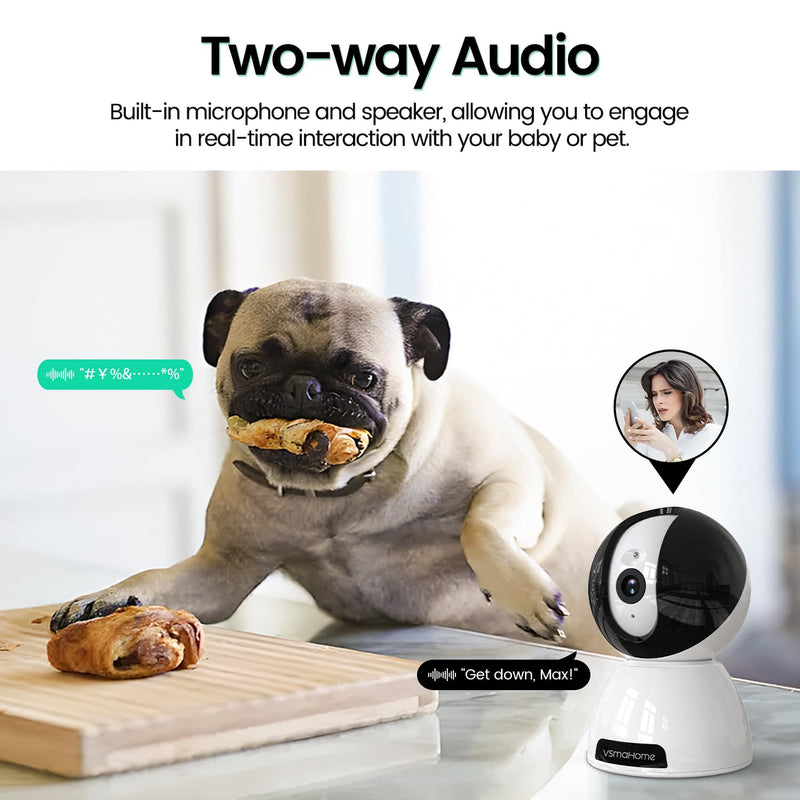 2K Security Camera Indoor,House Cameras with Audio and Video,Plug in Surveillance Cameras for Home Security,8X Zoom,IR Night Vision,Sound/Motion Detection,2-Way Talk,Supports Alexa 2K/3MP