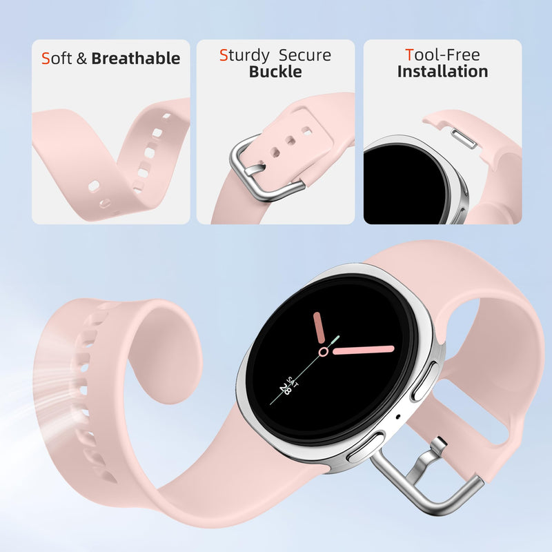 Sport Band for Samsung Galaxy Watch 9 8 40mm 44mm/Watch 8 Classic 46mm | 5 Pack No Gap Soft Silicone Strap, Waterproof Replacement Wristband for Samsung Watch Bands Men Women Black/Pink/Gray/Dark Purple/Wine Red