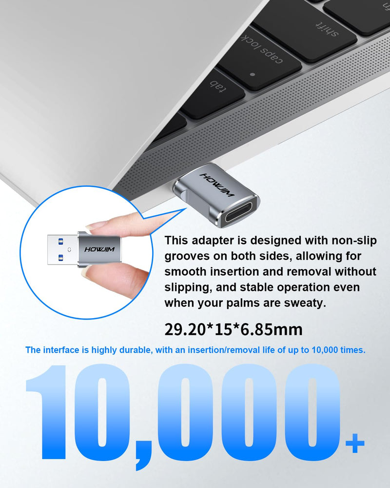 USB to USB C Adapter 2 Pack,USB C Female to Male Adapter OTG Adapter | Fast Charging 5Gbps Data Transfer,for Pad Pro Phone 15/16/17 Ga-laxy Smartphone Laptop Tablet Type-C device Gray