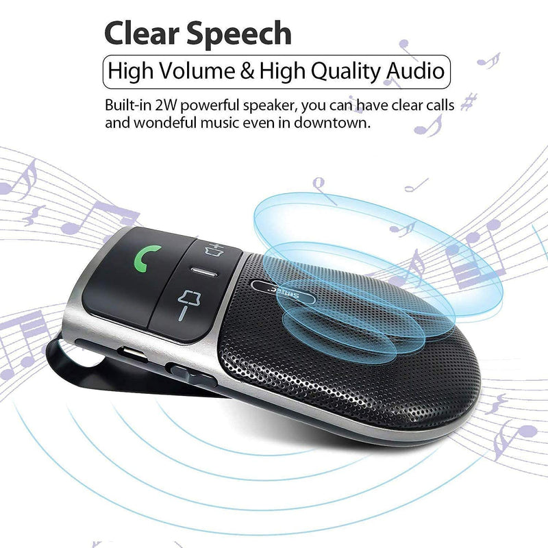 Bluetooth Phone Speaker for Car,Hands Free Bluetooth for Cell Phone | In-Car Speakerphone for Safe Driving, Support Siri Google Voice Assistant, AUTO Power ON off, Visor Clip