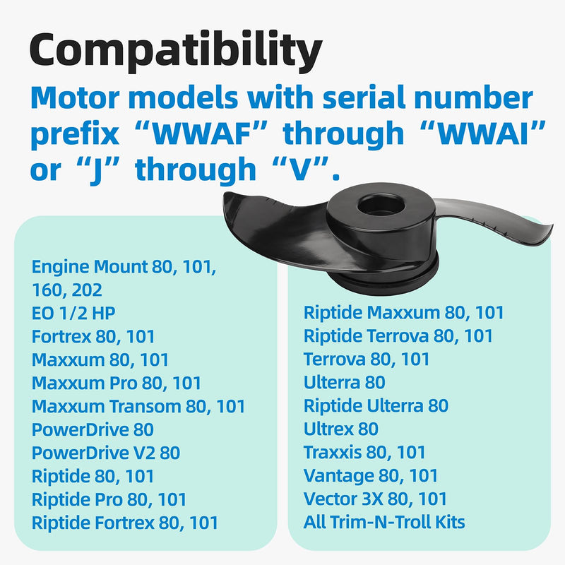 MKP-33 Trolling Motor Prop Fit for Minn Kota, MKP-33 Weedless Wedge 2 Prop Fits 4" Motor Diameters, 1865018 Replace 1378132 Prop Kit, Trolling Motor Replacement Parts