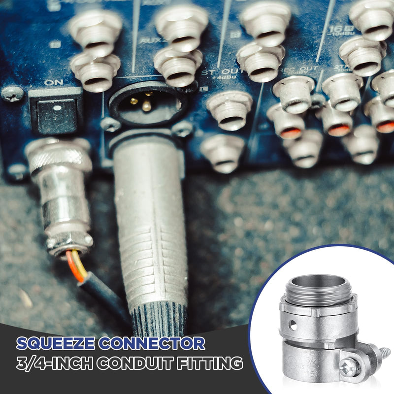 Yaocom 20 Pack 3/4-Inch Squeeze Connectors Fittings FMC Flexible Metal Conduit Squeeze Box Cable Connectors for EMT Electrical Conduit Fittings 3/4 Inch