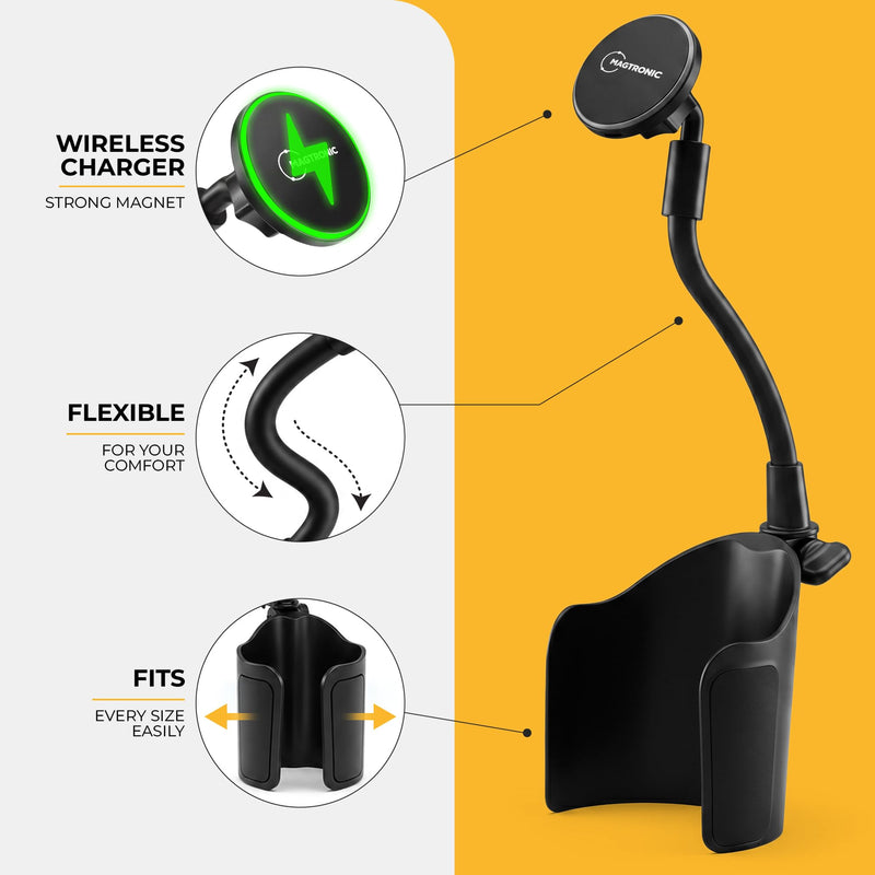 Car Mount Wireless Charger 15W - Magnetic Phone Holder - Zero Space & Secure - Auto Accessories Charger - Compatible with iPhone 17 Pro Max to 12 - Compatible with Android Devices