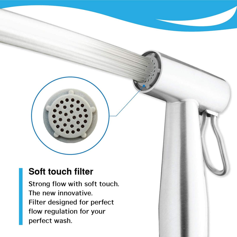VRH Bidet Sprayer for Toilet and Baby Cloth Diaper Sprayer, Handheld Shattaf Bidet Spray for Toilet with Stainless Steel and Complete Accessories FXVH0-0040ES