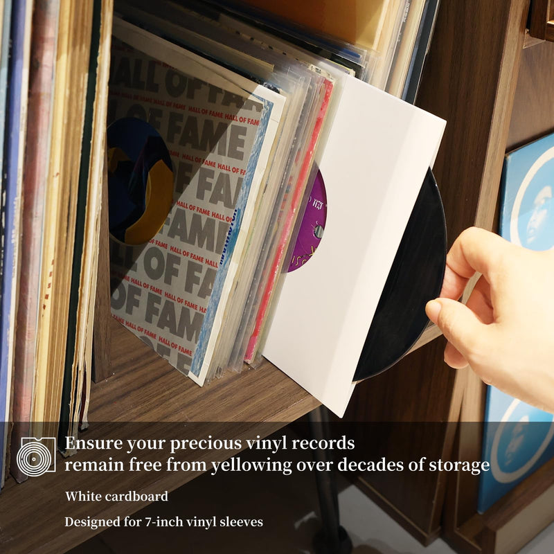 20 Pcs 7 Inch Vinyl Record Paper Jackets, Anti-Static Record Sleeve Covers, Acid-Free White Paper Vinyl Sleeves for 45 RPM Singles (Style A) Style A