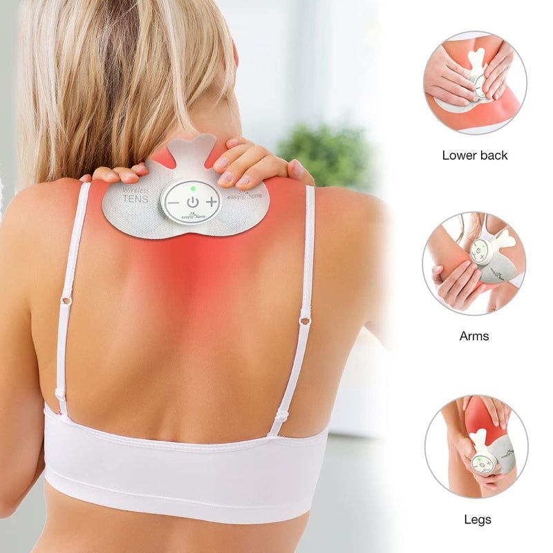 Easy@Home Tens Unit Wireless Electrode Pads Self Stick Carbon Pads, 4 Pack 6.5" x 3" Reusable - Non Irritating Design Pulse Massagers Replacement ETP015 White&black