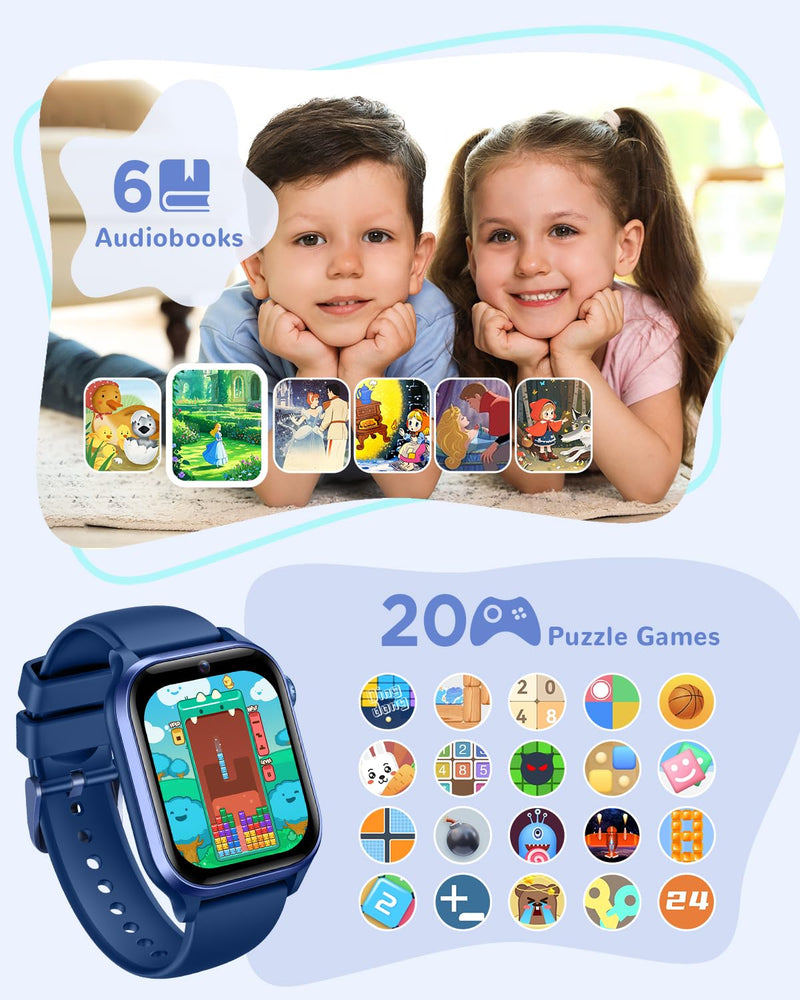 RUXINGX Kids Smart Watch No APP, 1.52" Smart Watch Fitness Trackers (Blue) | Camera,Puzzle Games,Heart Rate, Sleep Monitor,Music Player,Pedometer, for Girls Boys Teens 3-12 Blue