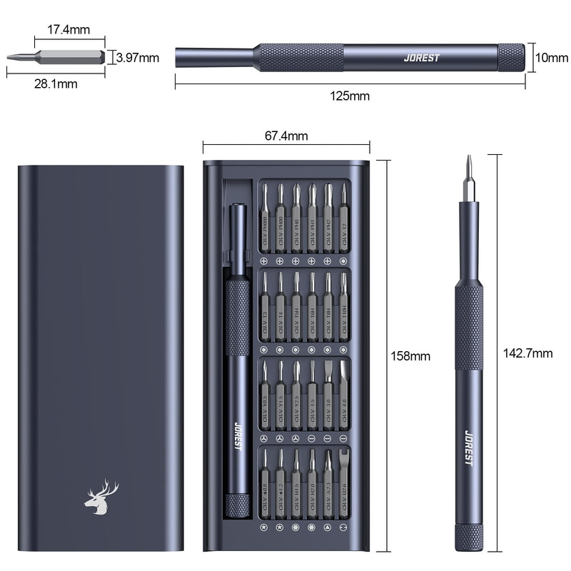 JOREST 25-IN-1 Precision Screwdriver Set, Mini Repair Tool Kit with Torx for Macbook, Computer, Laptop, iPhone, PS5, Xbox, Switch, Glasses, Watch, Ring Doorbell, Electronic, Small Gift Gadget for Men 25-in-1 CRV