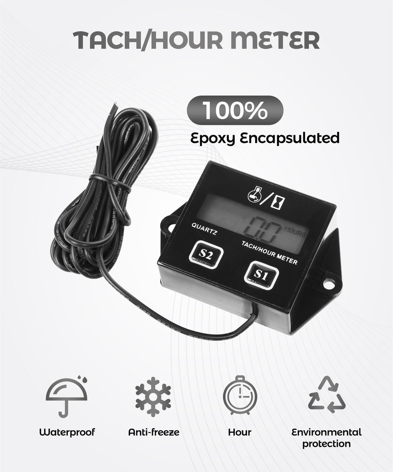 Small Engine Tachometer,Car Accessories Motorcycle Tachometer,Waterproof Tachometers Inductive Tacho Gauge,Used in Motorcycles,ATVs,Boats,Outboard Engines,Lawn Mowers,UTVs,Snowmobiles