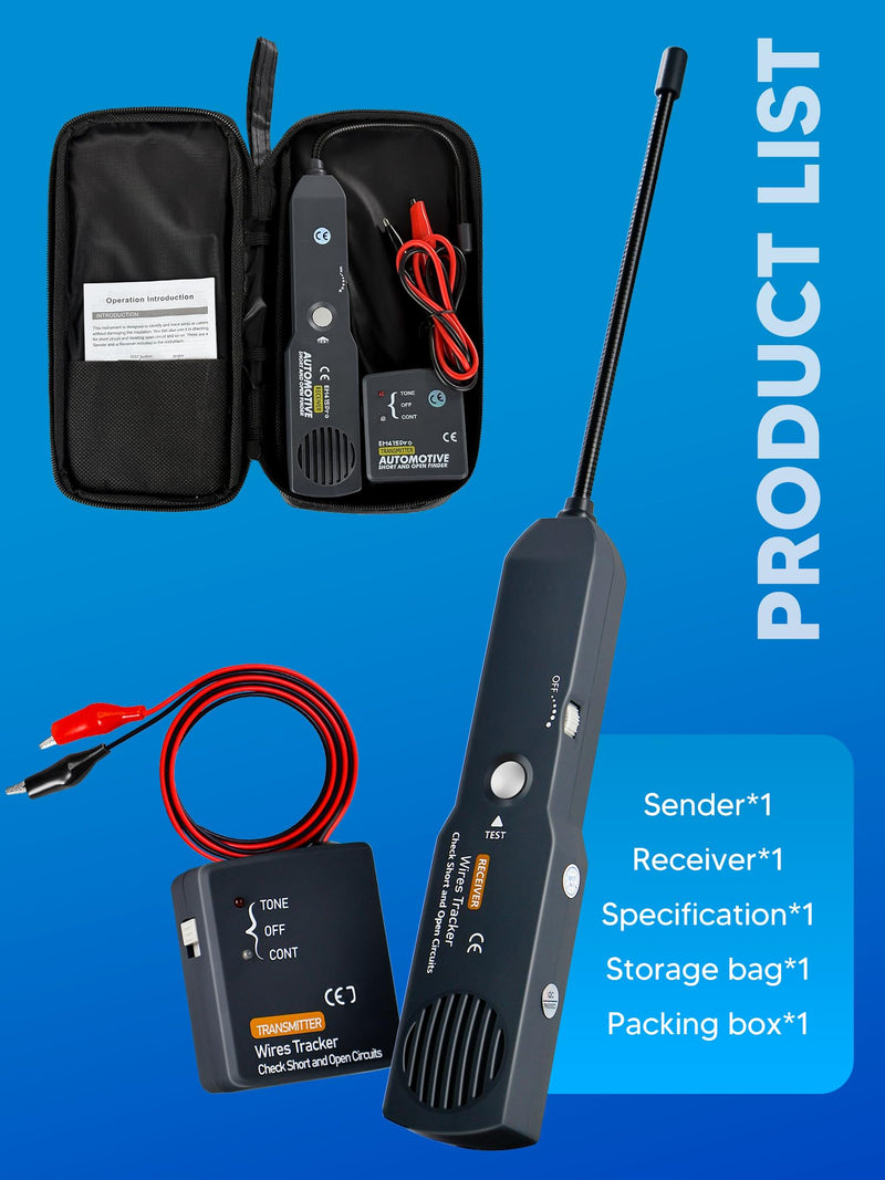 Circuit Tracer, DC 6-42V Automotive Short Circuit Finder, Wire Tracer, Automotive Short and Open Finder Repair Tool EM415PRO