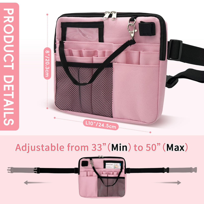 Nurse Fanny Pack with Medical Gear Pockets - Durable Nurse Waist Pouch with Tape Holder, Adjustable Strap, and Utility Storage for Stethoscopes, Bandage Scissors & Supplies (Pink, Large) Pink