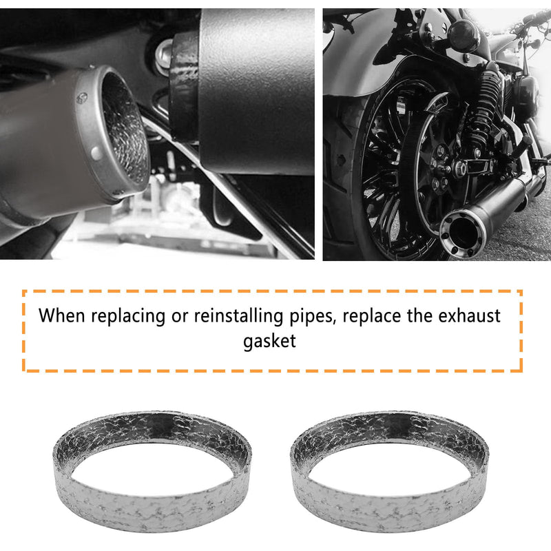 2PCS Cone Exhaust Gasket, Made of Graphite and Steel, Compatible with 1984-Later Most Harley Davidson Touring, Sportster, Bikes, Softail, Dyna, etc.