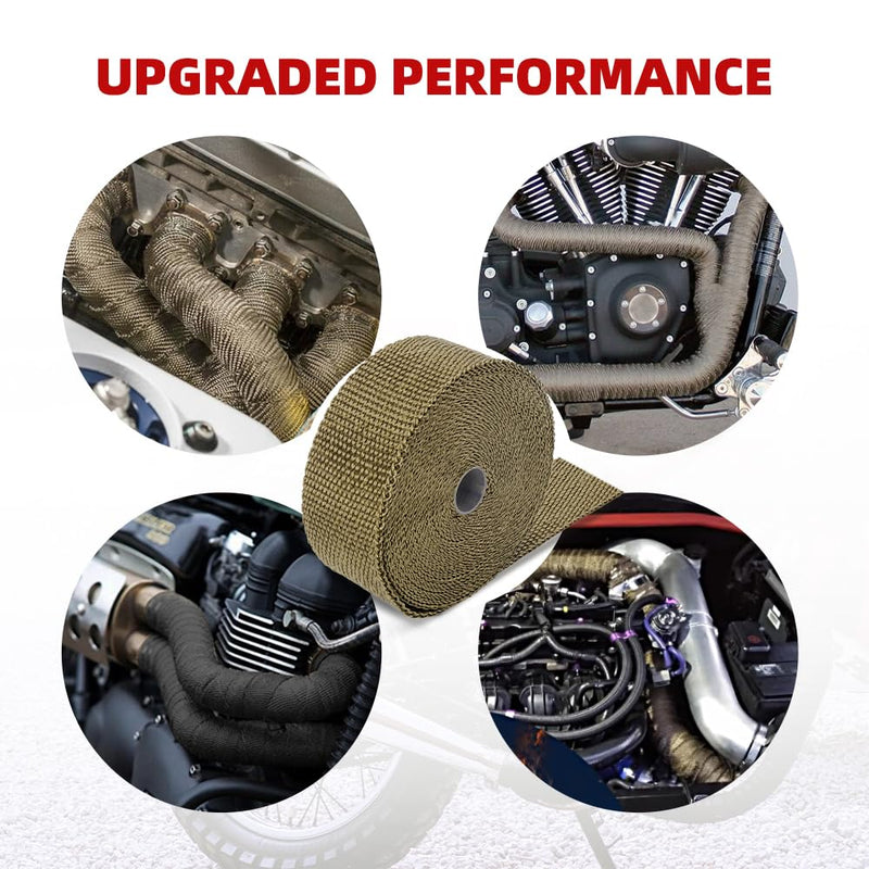 2" x 16' Titanium Exhaust Heat Wrap Roll for Motorcycle Cars Heat Shield Tape, Heat Shield with Stainless Steel Tie 2" x 16'